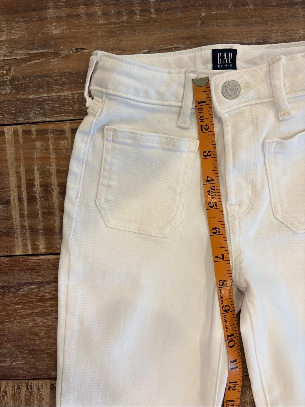 GAP Kids White High Rise Flare Jeans Girls Size 8 Stretch Denim